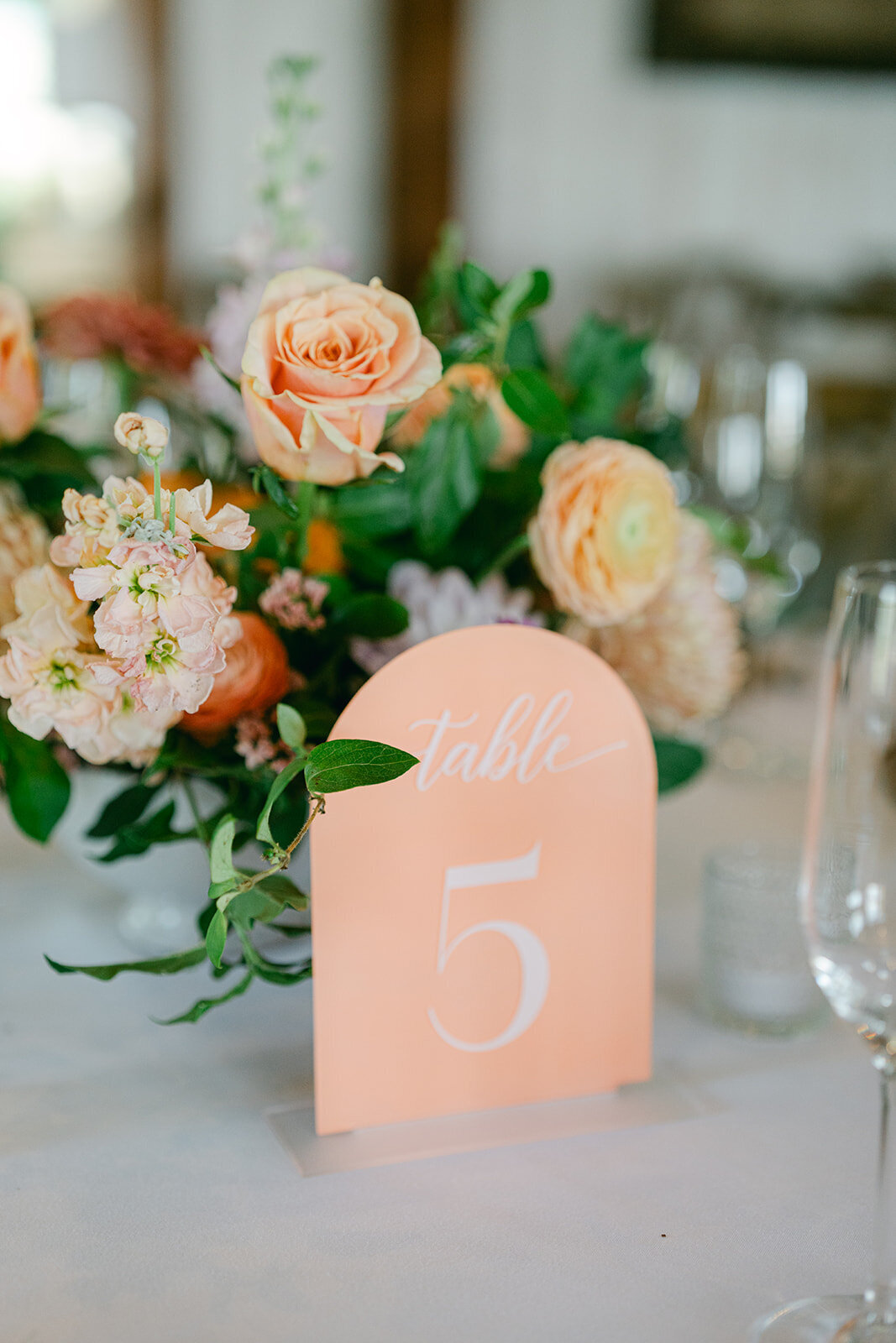 centerpieces wedding peach pastel