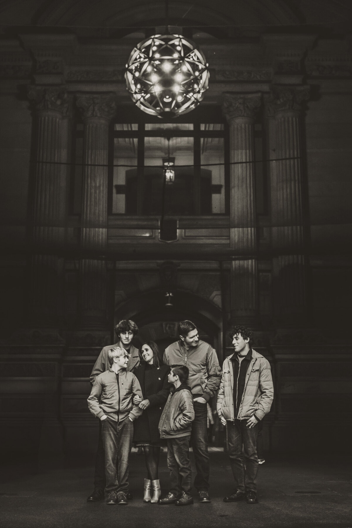 family-black-white-city-hall-philly