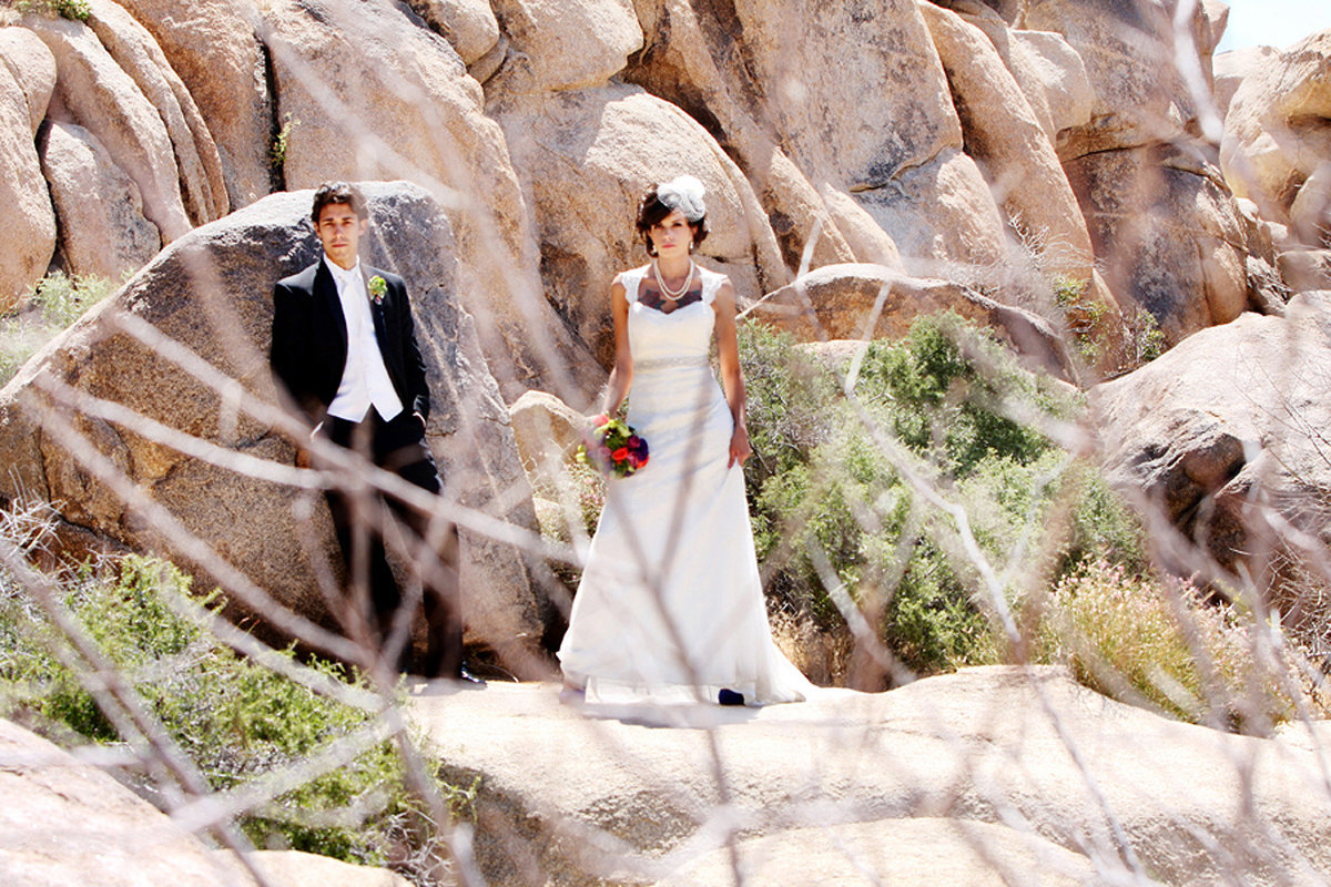 Desert shot bride and groom