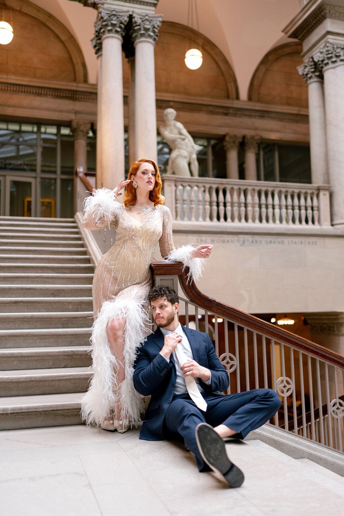 Berlez-Aspen-Avenue-Chicago-Wedding-Photographer-Glam-Atelier-Clair-De-Lune-Vintage-Bob-Mackie-Sheer-Beaded-Gown-Luxury-Engagement-Art-Institute-of-Chicago-South-Garden-51