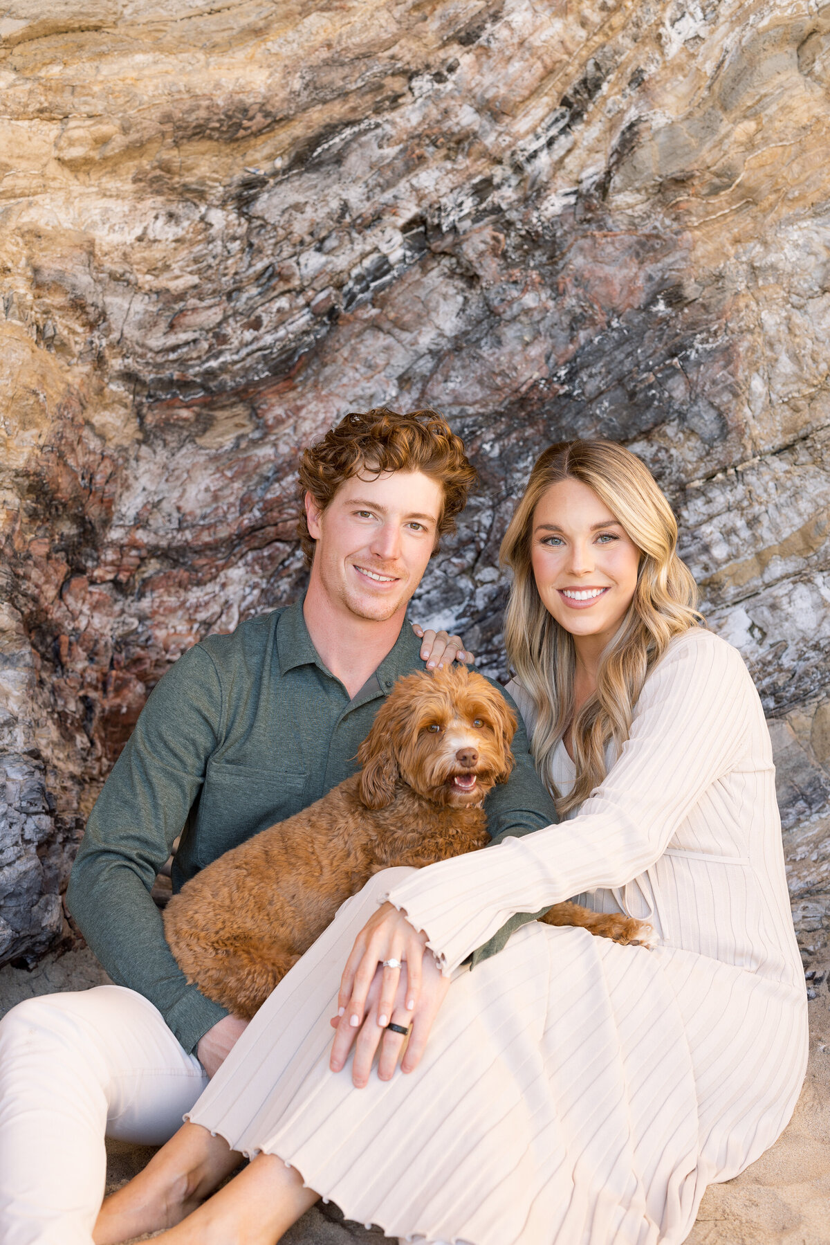 beach maternity photo with dog