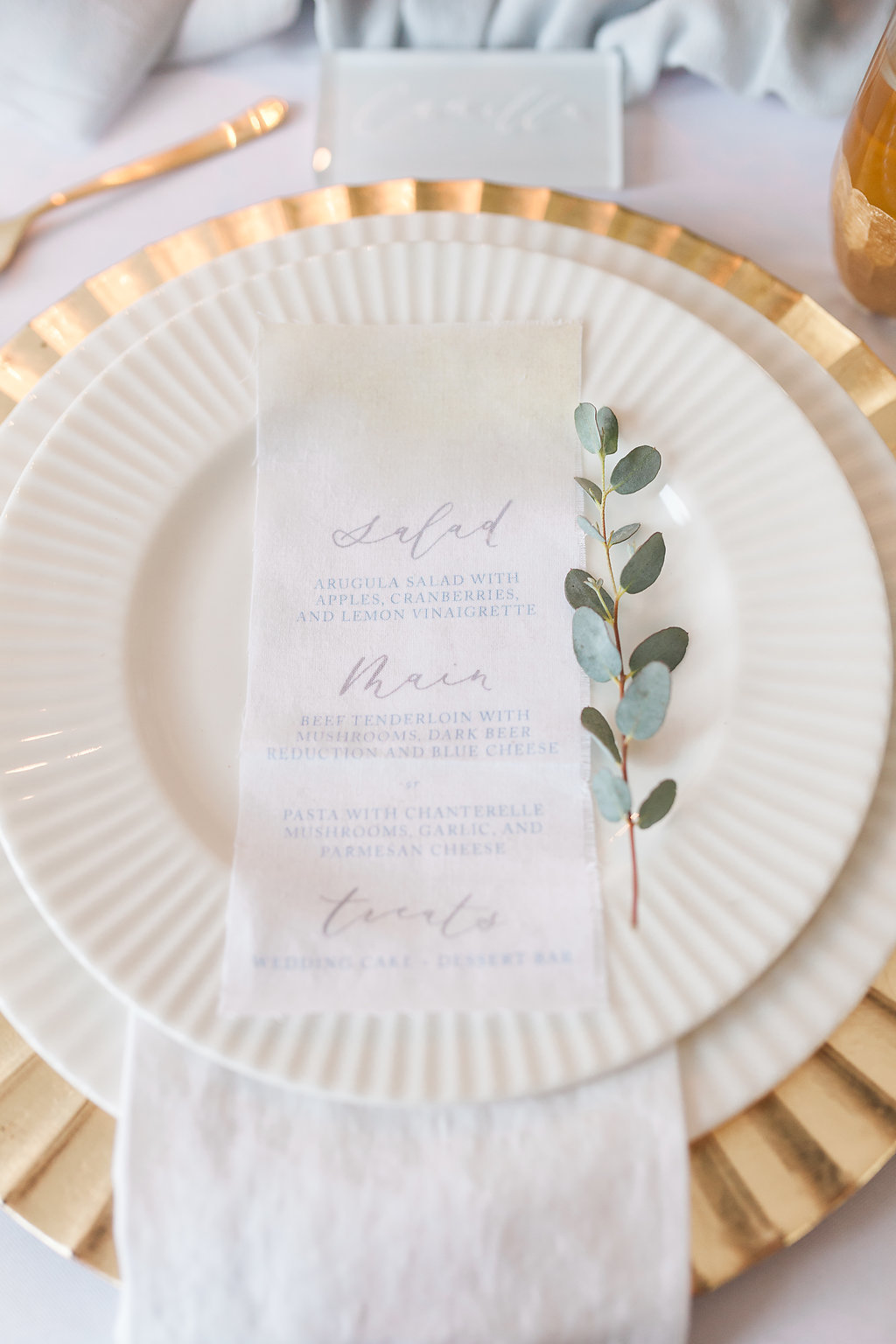 wedding menu calligraphy fabric menu