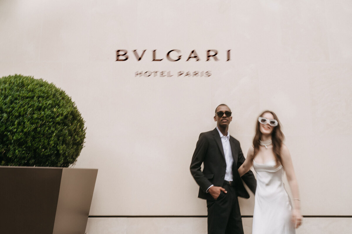Bulgari Hotel Paris Exclusive Wedding couple portrait modern wedding photography
