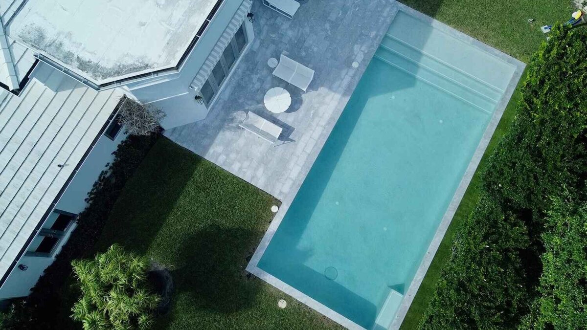 Rectangle swimming pool birds eye view