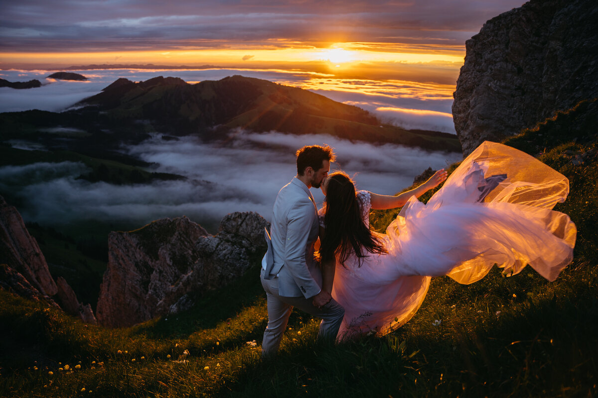 Eloping couple in Appenzell, Switzerland
