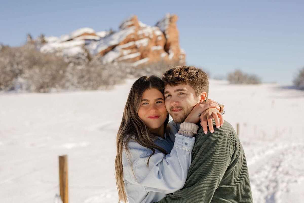 Couples Photoshoot at Red Rocks with snow