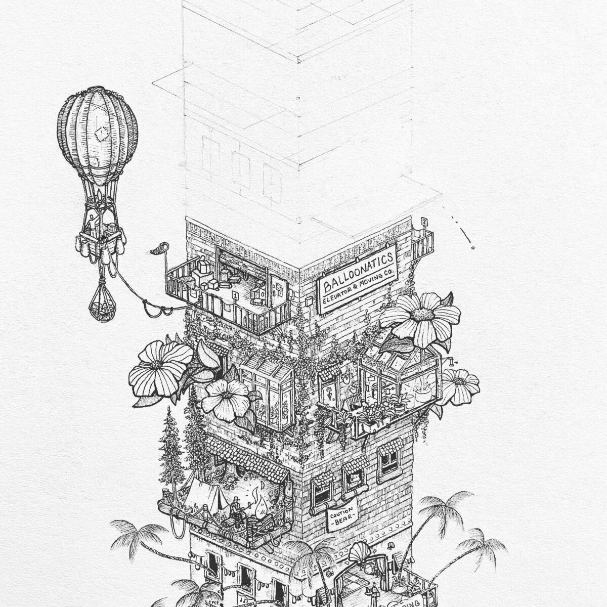 Pen and Ink Illustration of Inktober 2022 prompt: Trip