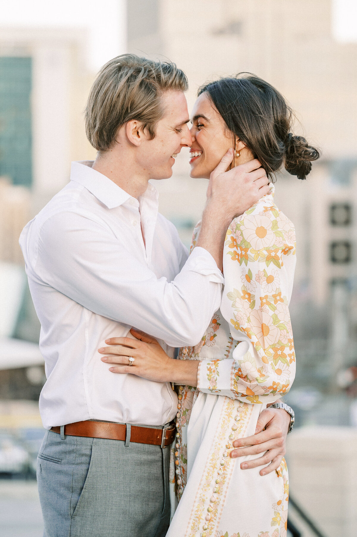 modern engagement session in downtown Omaha