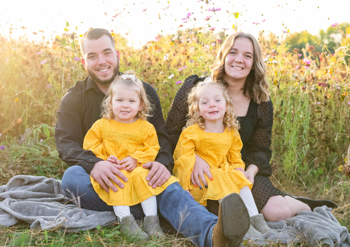 family with twin girls