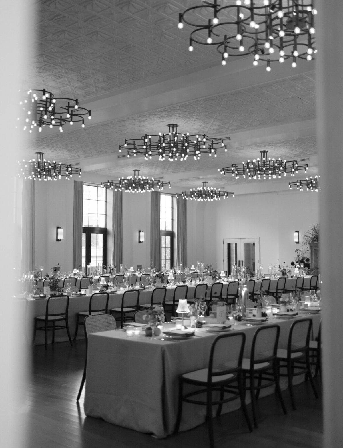 Reception at Detroit wedding venue Shinola Hotel
