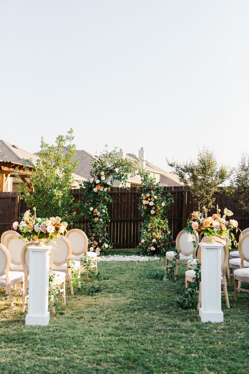 Intimate Ceremony with Floral Archway in Dallas Forth Worth | Vella Nest Floral Design