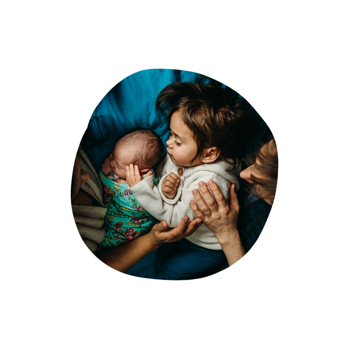 family snuggles baby during boston newborn photos