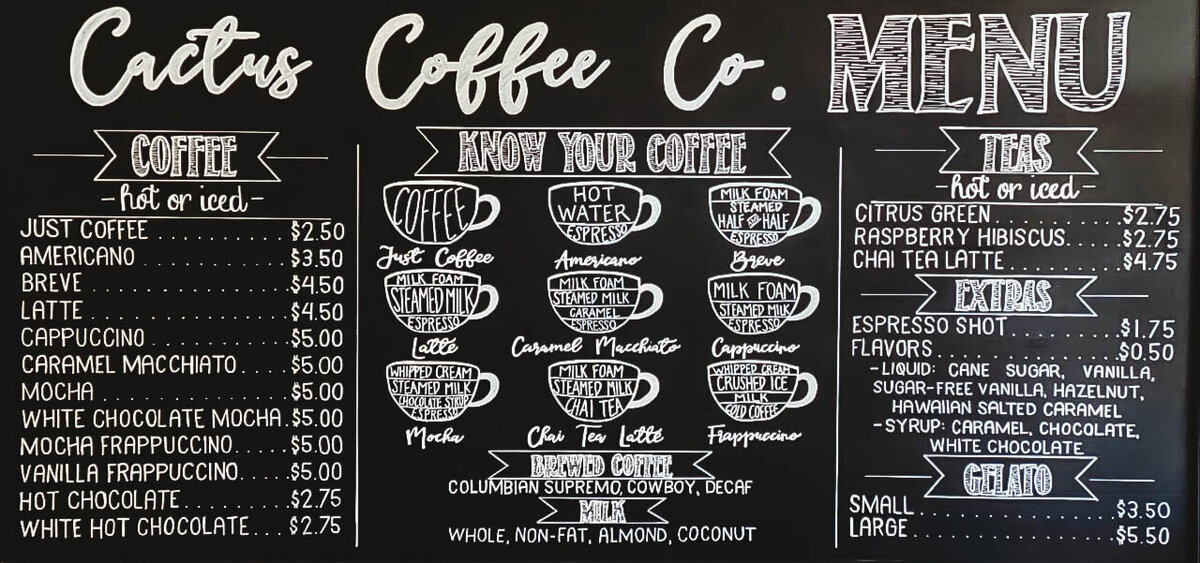 Christen-Horner-Art-Texas-Painter-Commission-Cactus Coffee Co. Menu