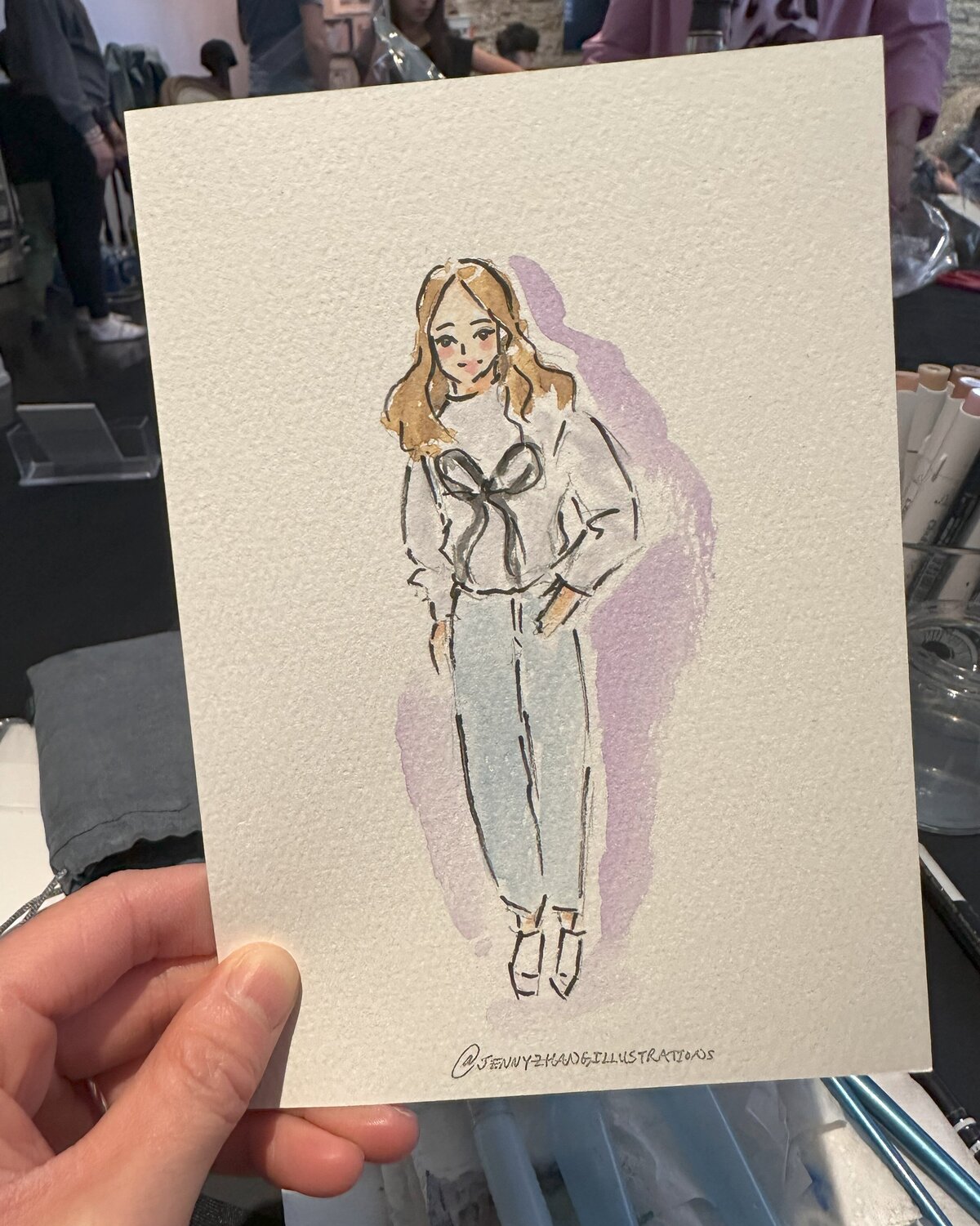 Custom birthday girl portrait painted live at a party by Toronto live illustrator Jenny Zhang