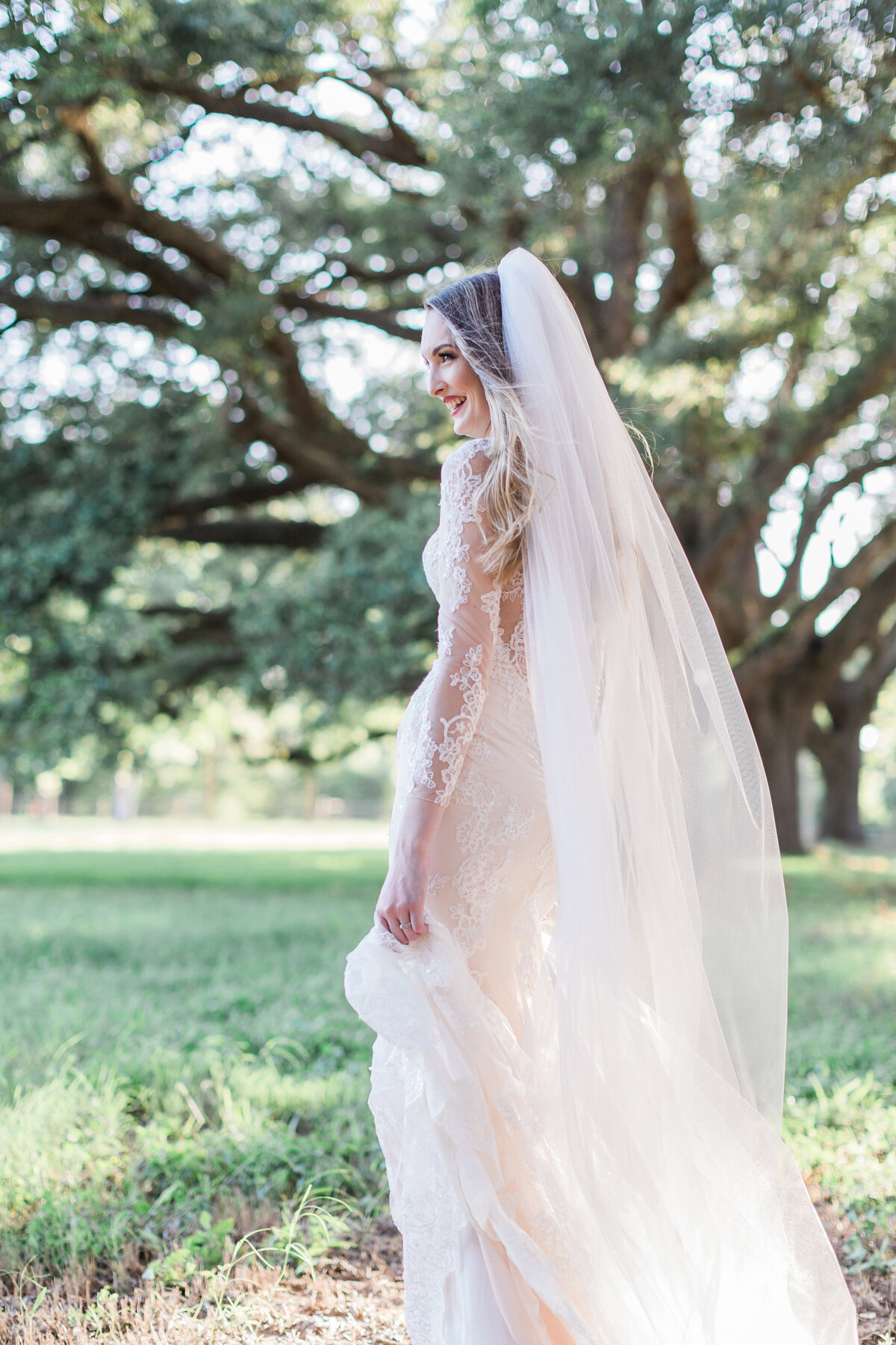 An outdoor portrait of a bride in Houston, Texas