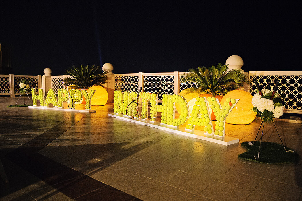 Luxury Destination Birthday Planner Dubai -happy bbday tennis balls 
