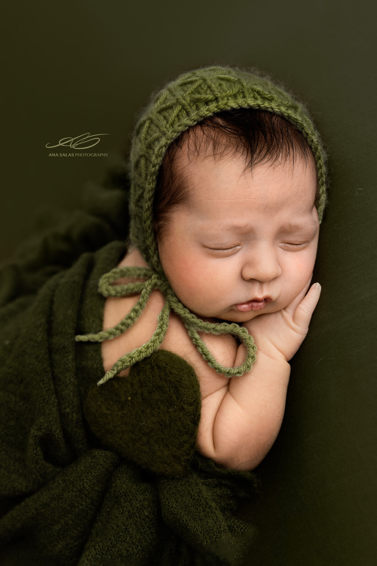 Edmonton Newborn Photography wrapped in green turtle themed