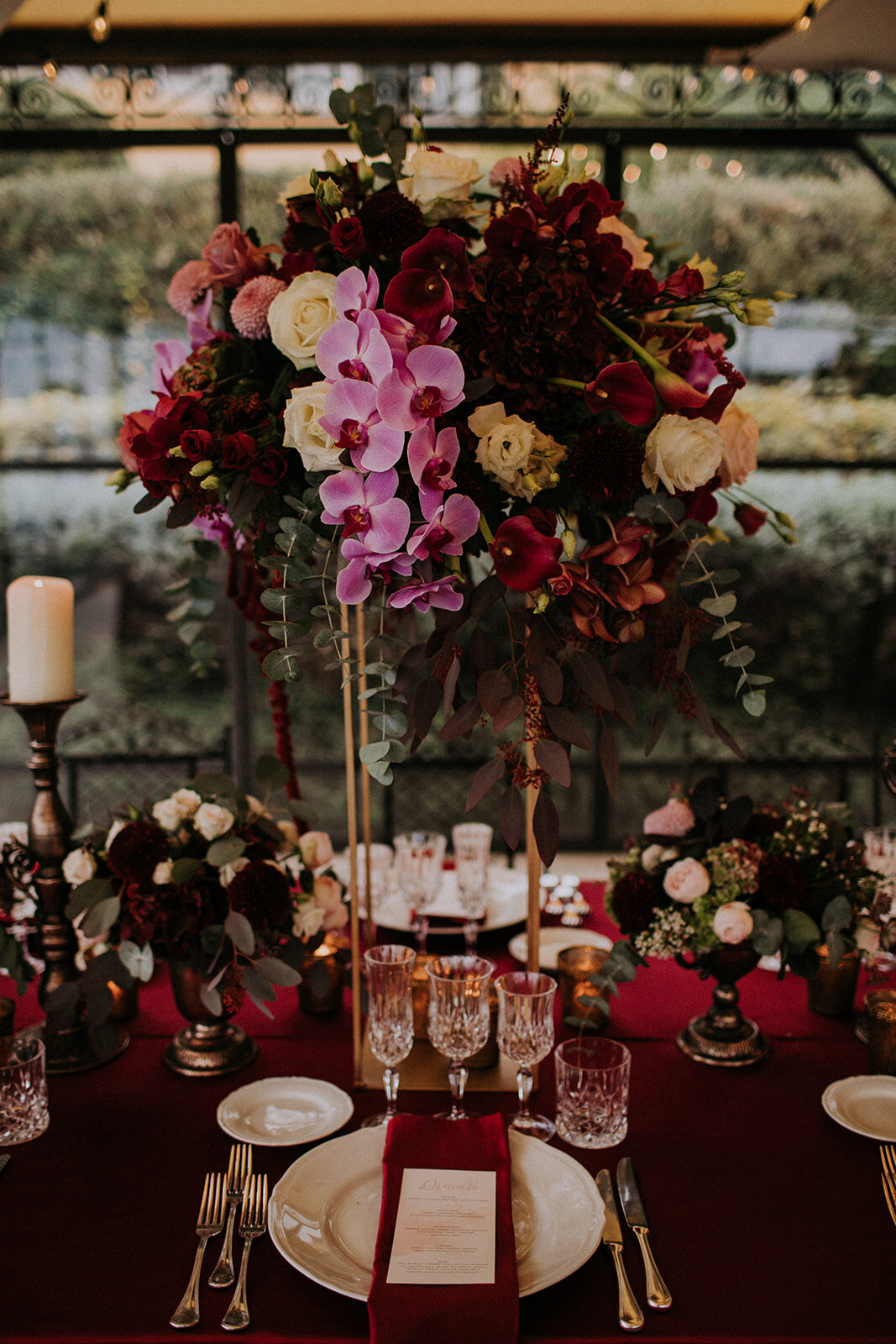 Tall centrepieces with orchids