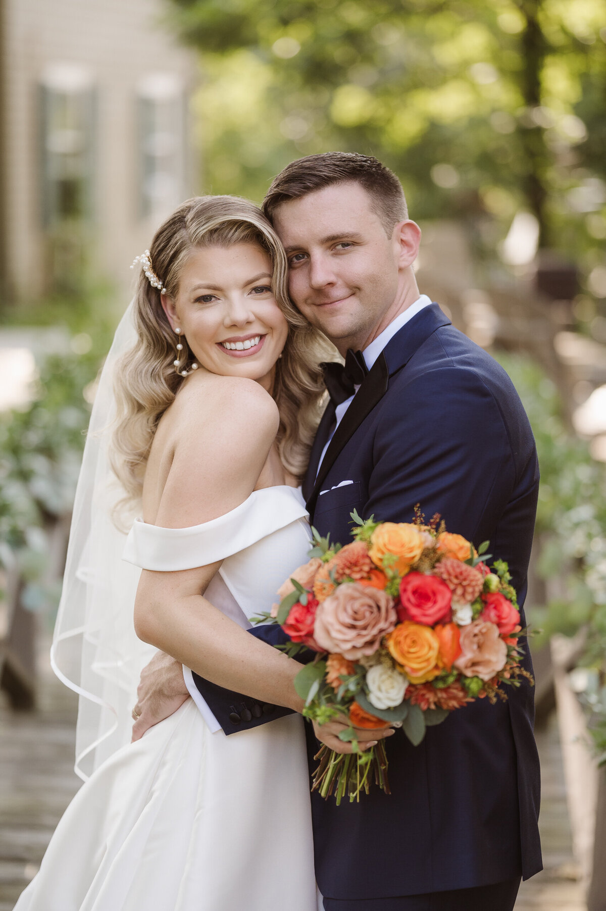 bride and groom portrait on wedding day