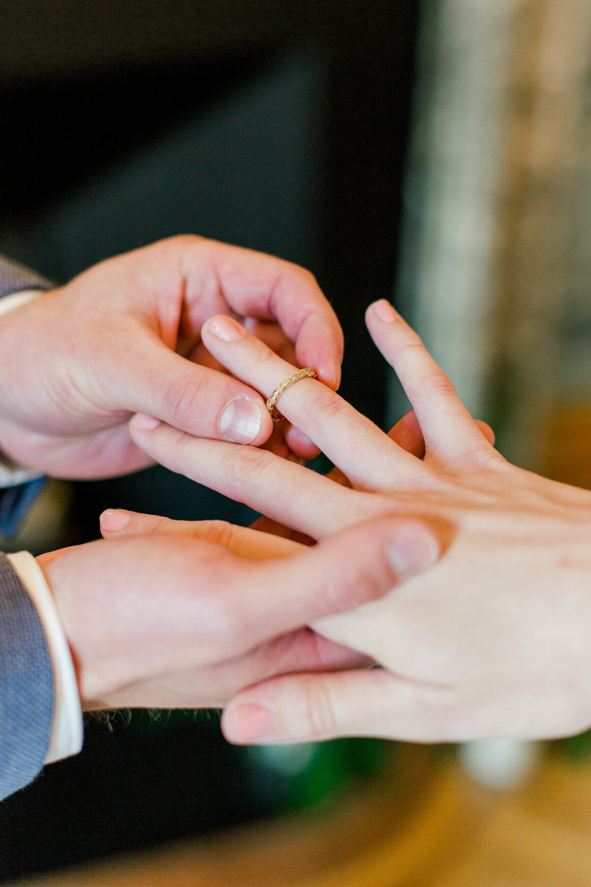 Wedding Ring Exchange for an intimate wedding photoshoot at the Tassenmuseum organized by Lovely & Planned