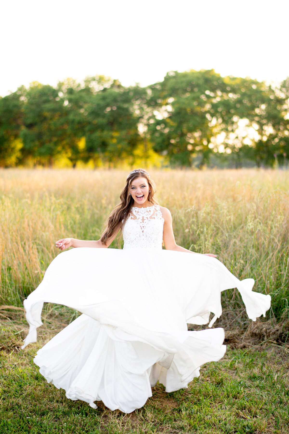 bride swirling and twirling in wedding dress