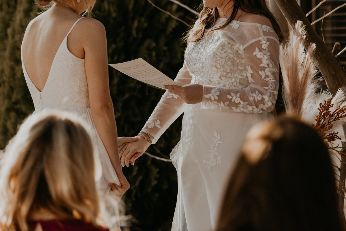 LGBTQ+ intimate ceremony with two brides