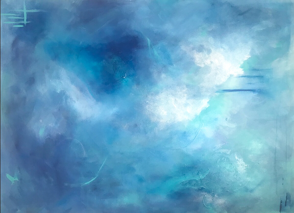 large blue ocean abstract painting