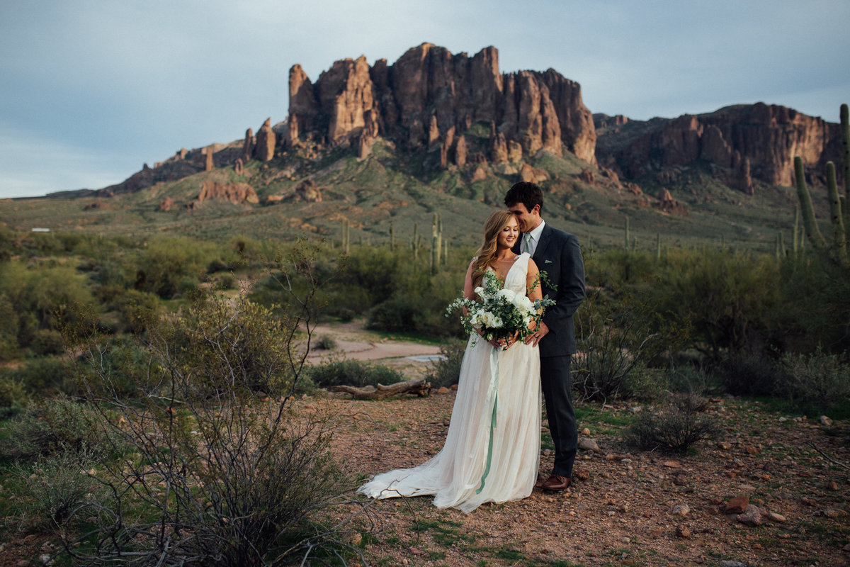 Bride and groom portrait of an elopement couple in Phoenix Arizona