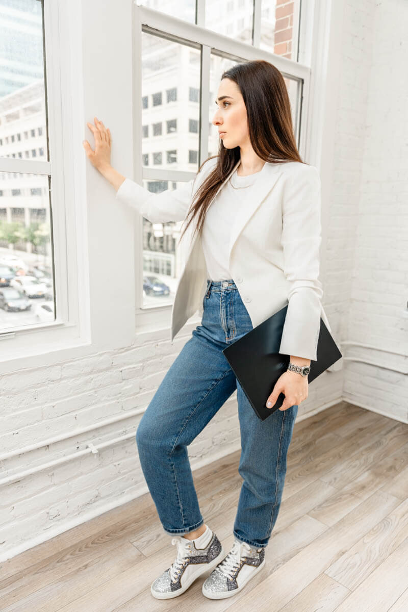 personal branding photo of a business coach in baltimore studio