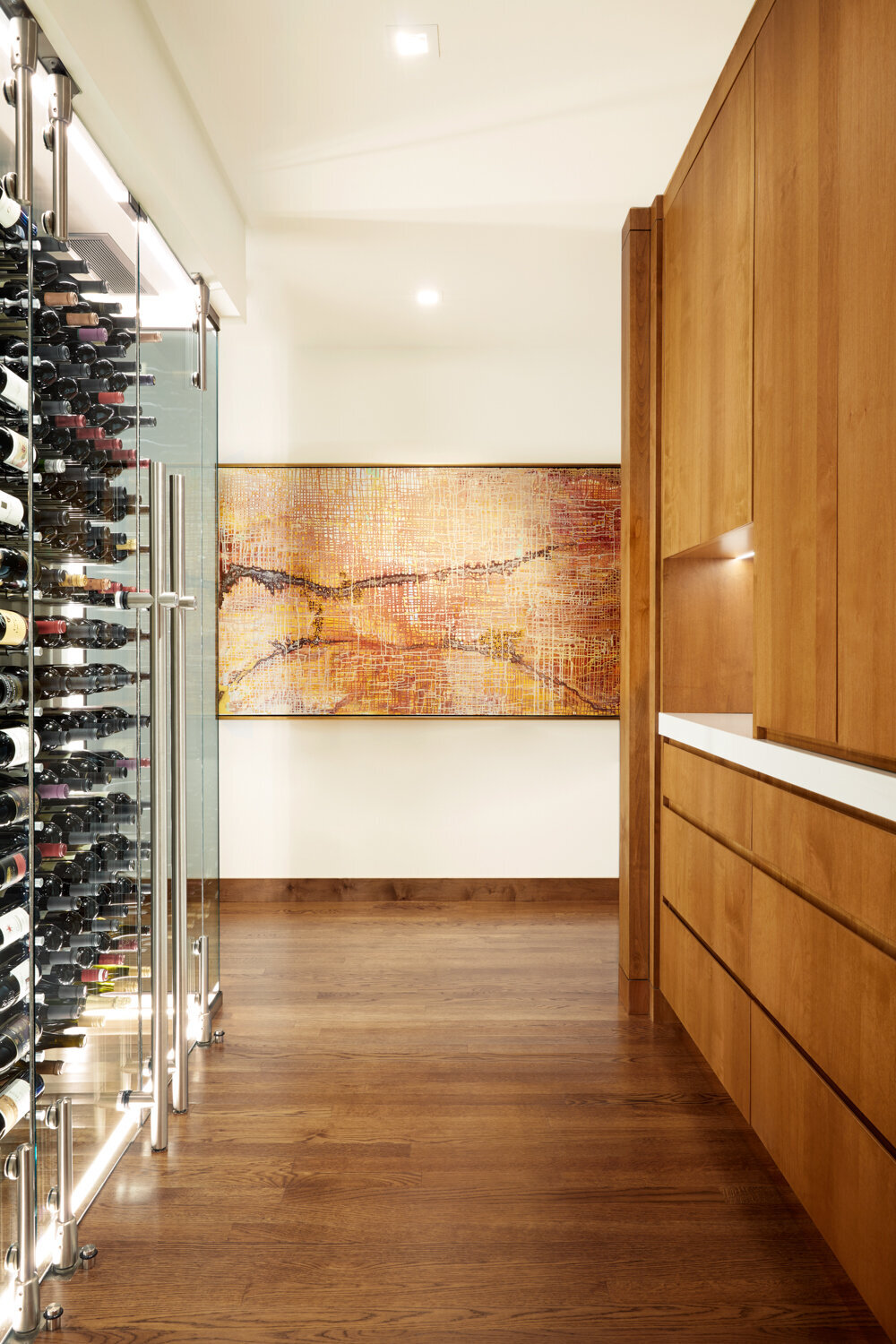 Panageries Residential Interior Design | Pacific NW Modern Dwelling Wine Wall Design