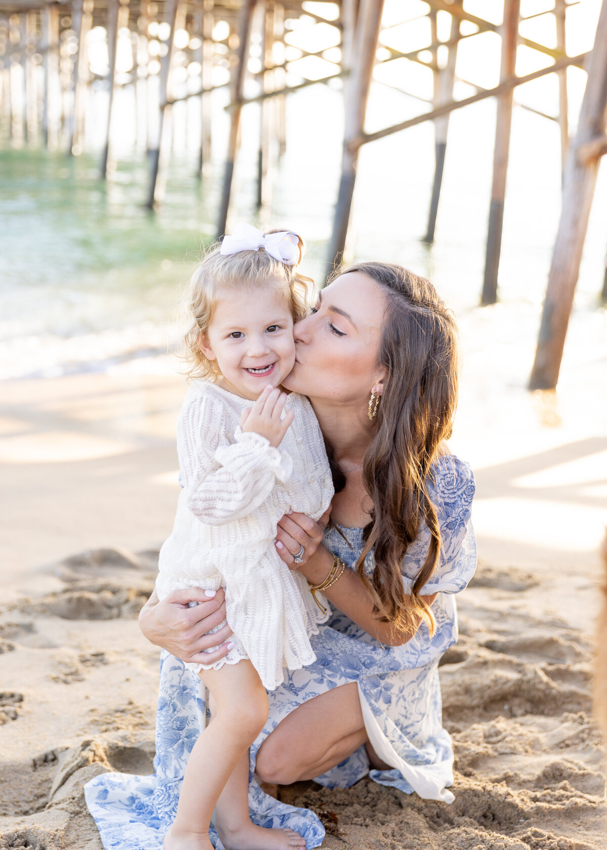 mom and daughter on the beach