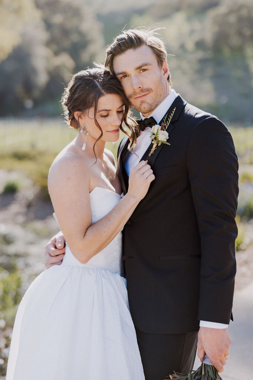 bride and groom monserate winery wedding editorial, timeless, candid