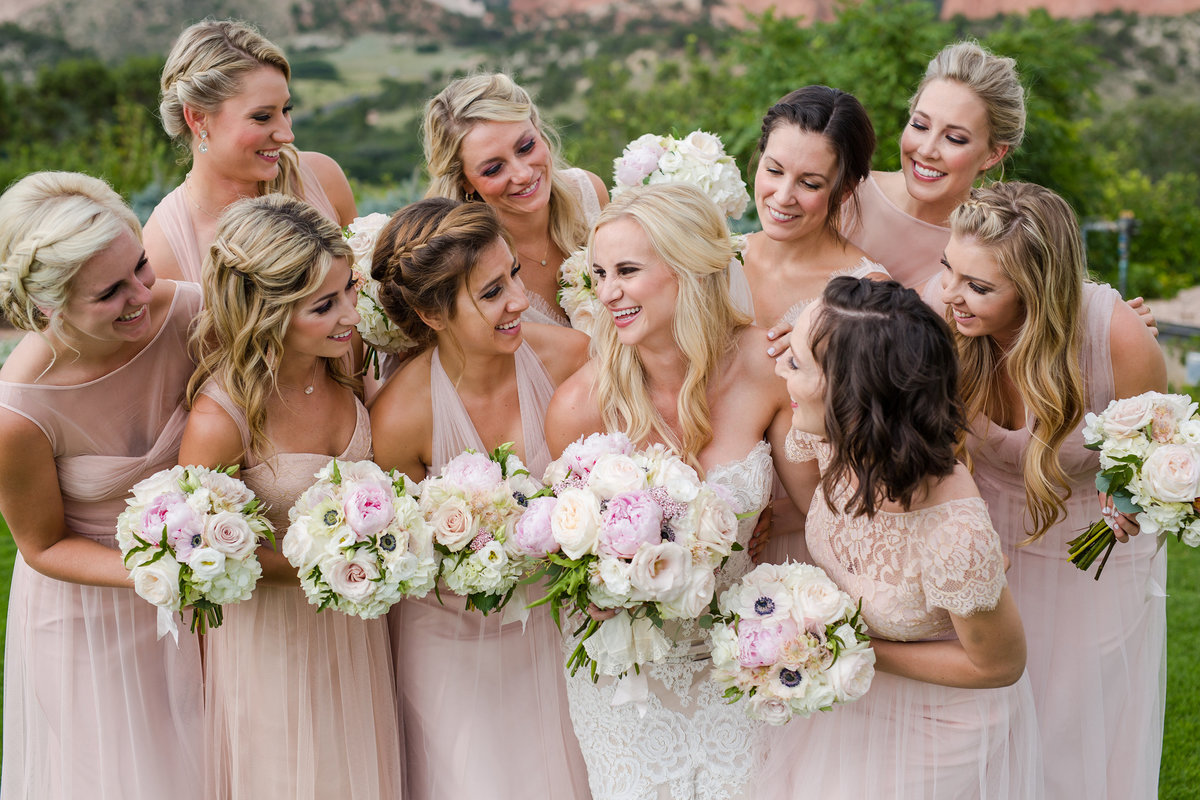 bridal party laughing at the club