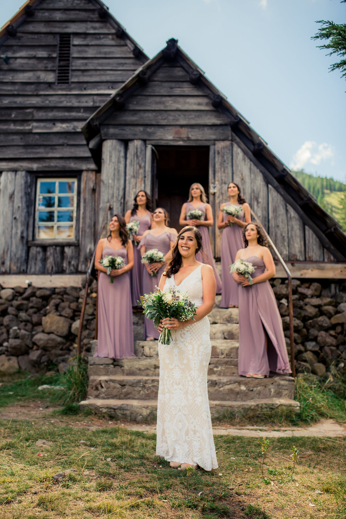 bride with bridesmaids