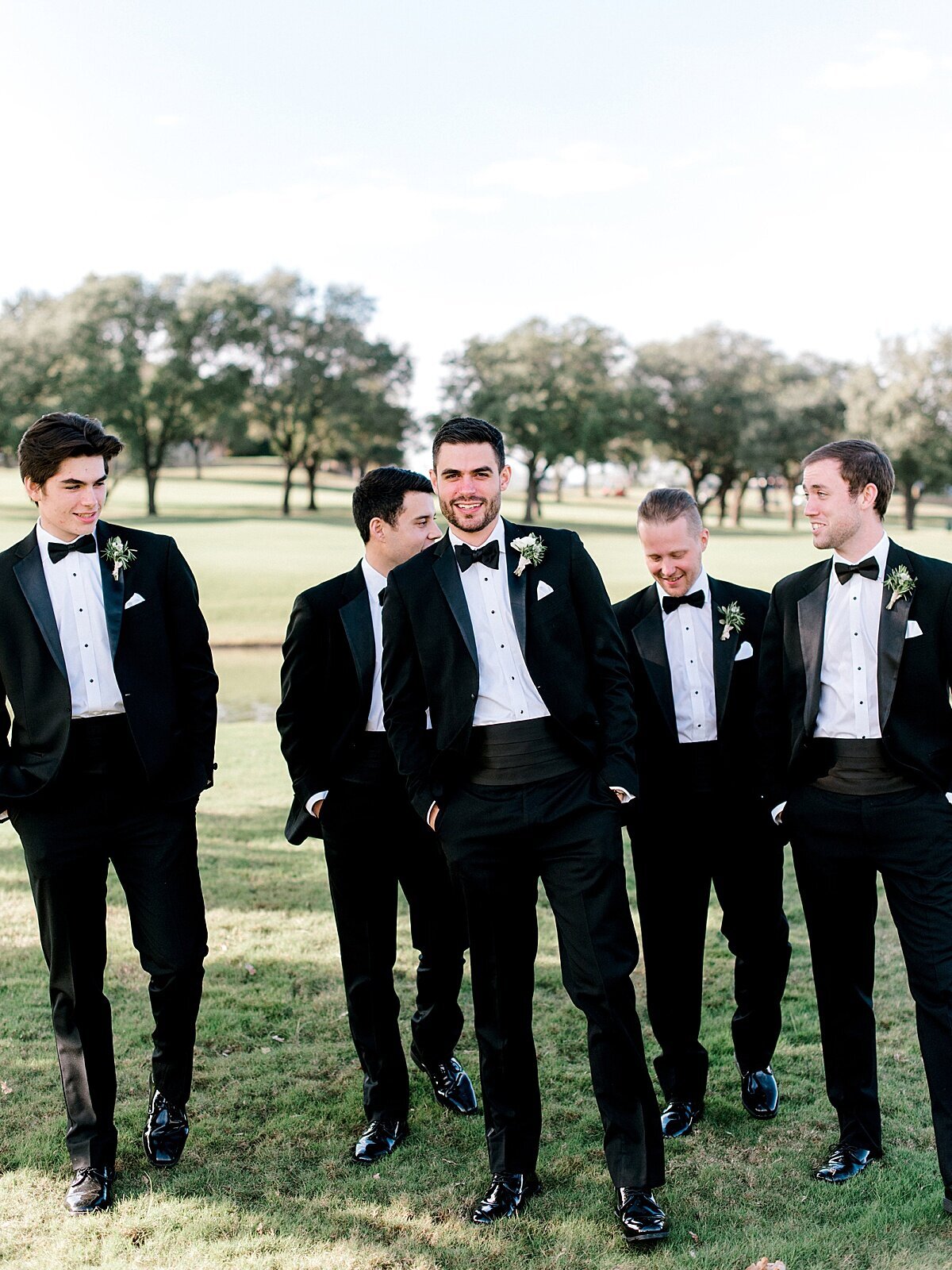 Groomsmen at Dallas Forth Worth Four Seasons | Boutonnières  by Vella Nest Floral Design in Dallas, Texas