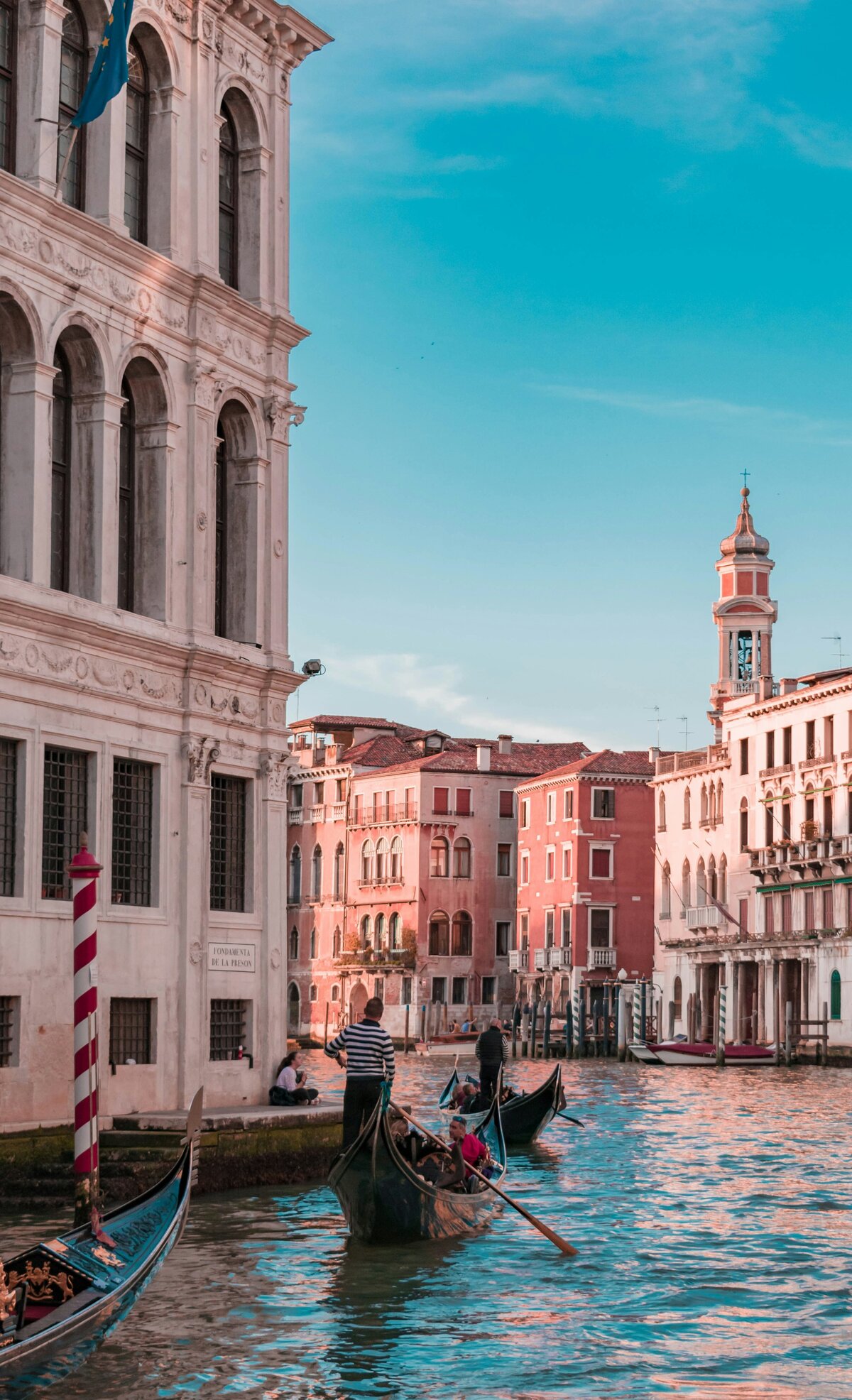 family gondola ride in venice italy