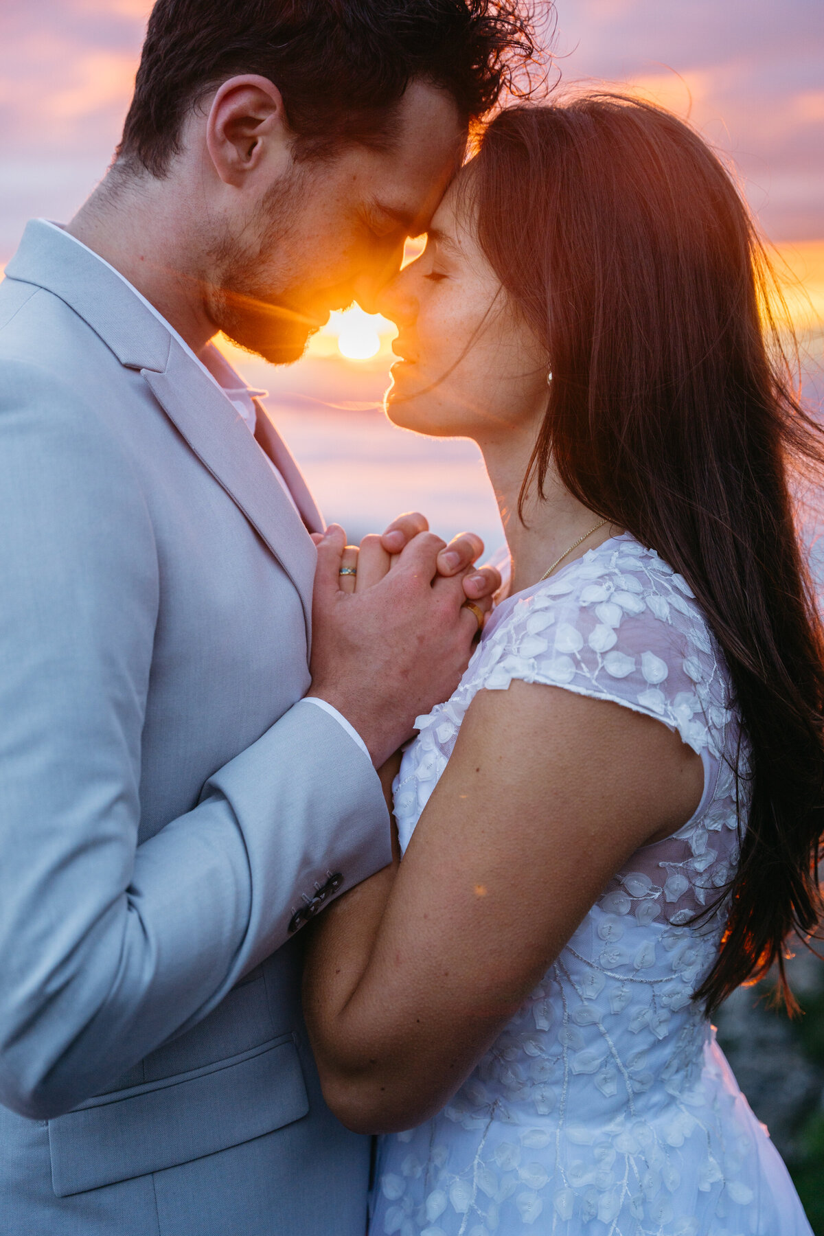 A beautiful sunset with an eloping couple in Appenzell Switzerland