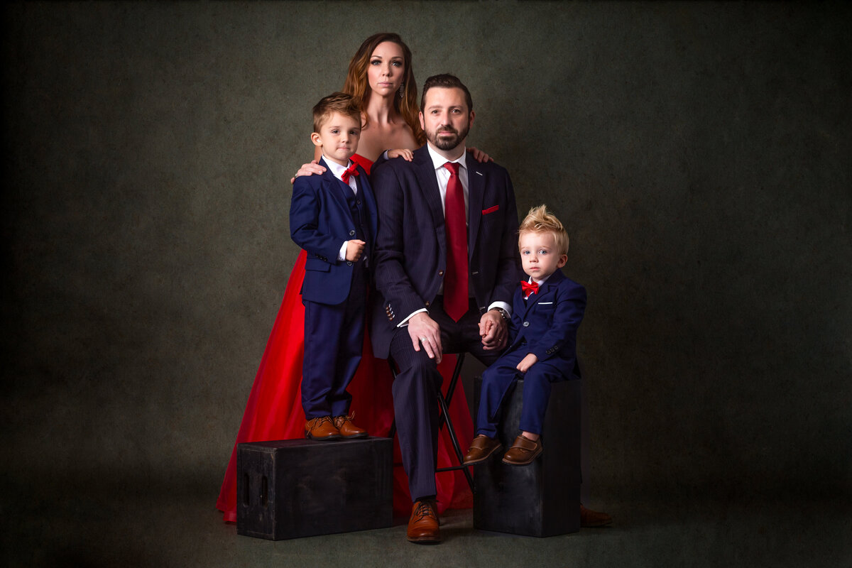 Luxury family photography in Kansas City studio for formal heirloom images