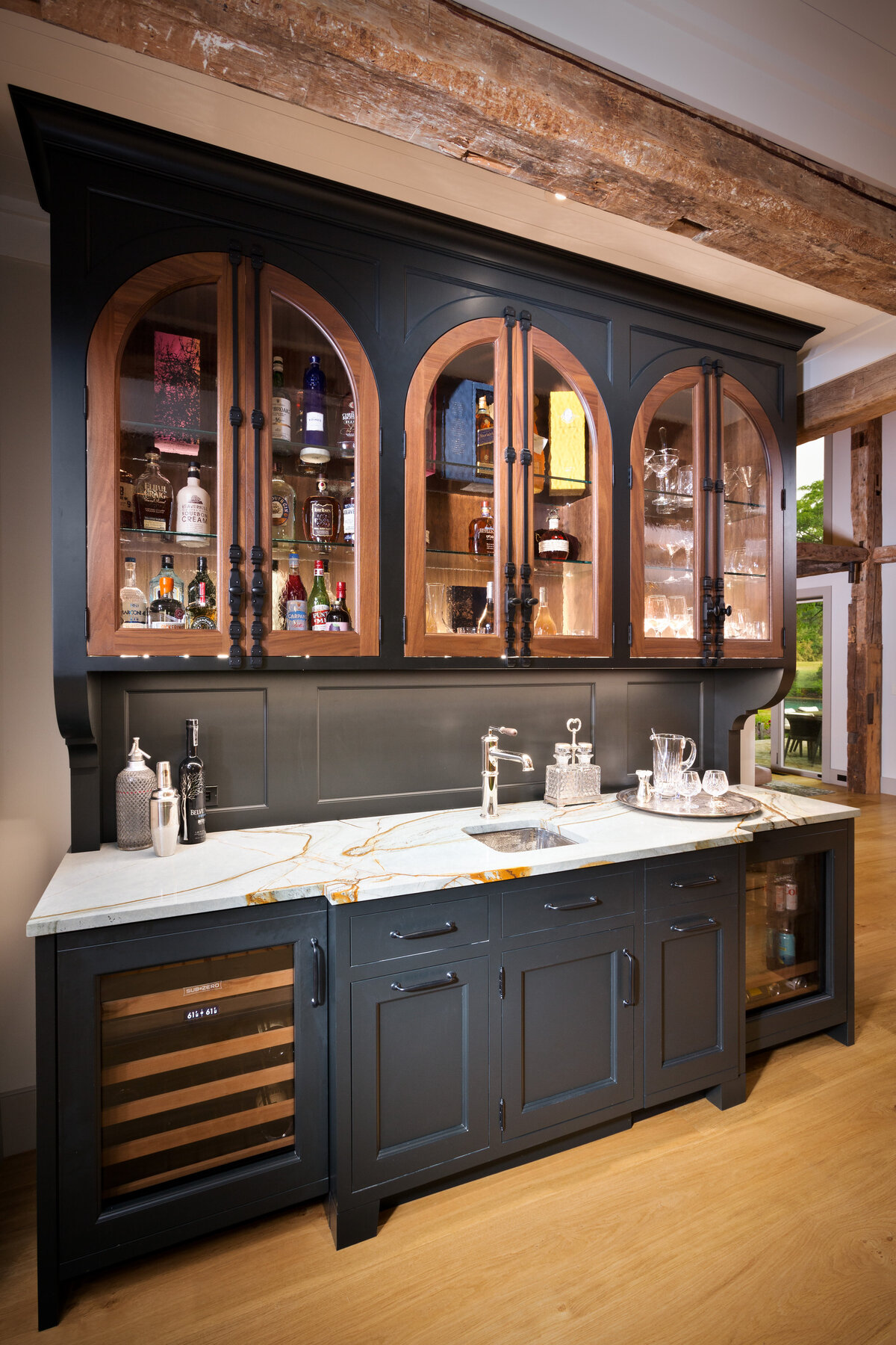 dark gray bar with white counter top