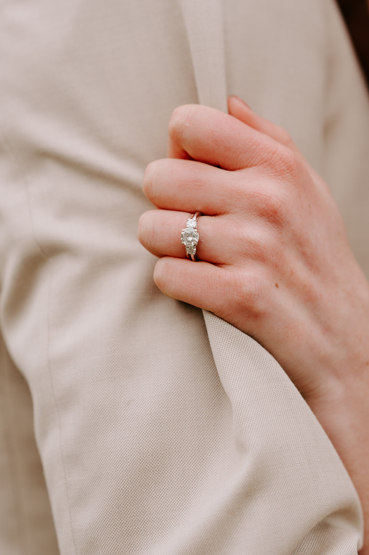 Closeup of a brides ring