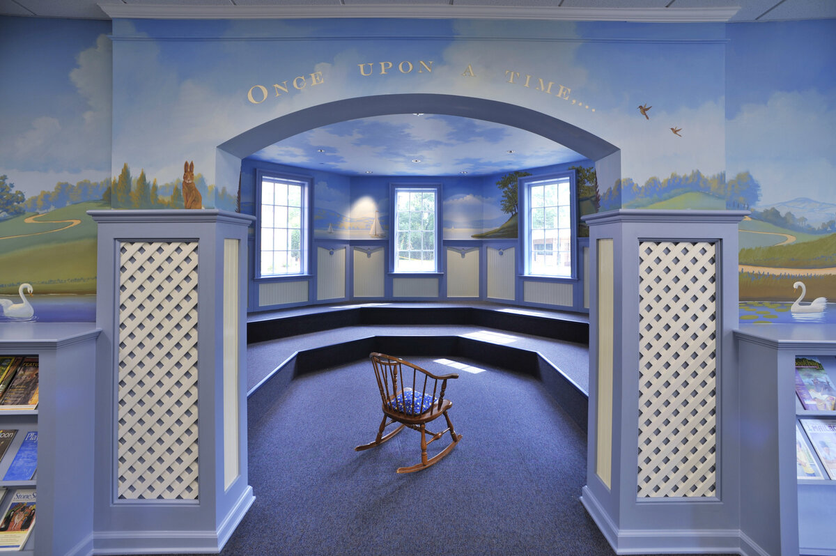 view of the reading nook in the library at Savannah Country Day School