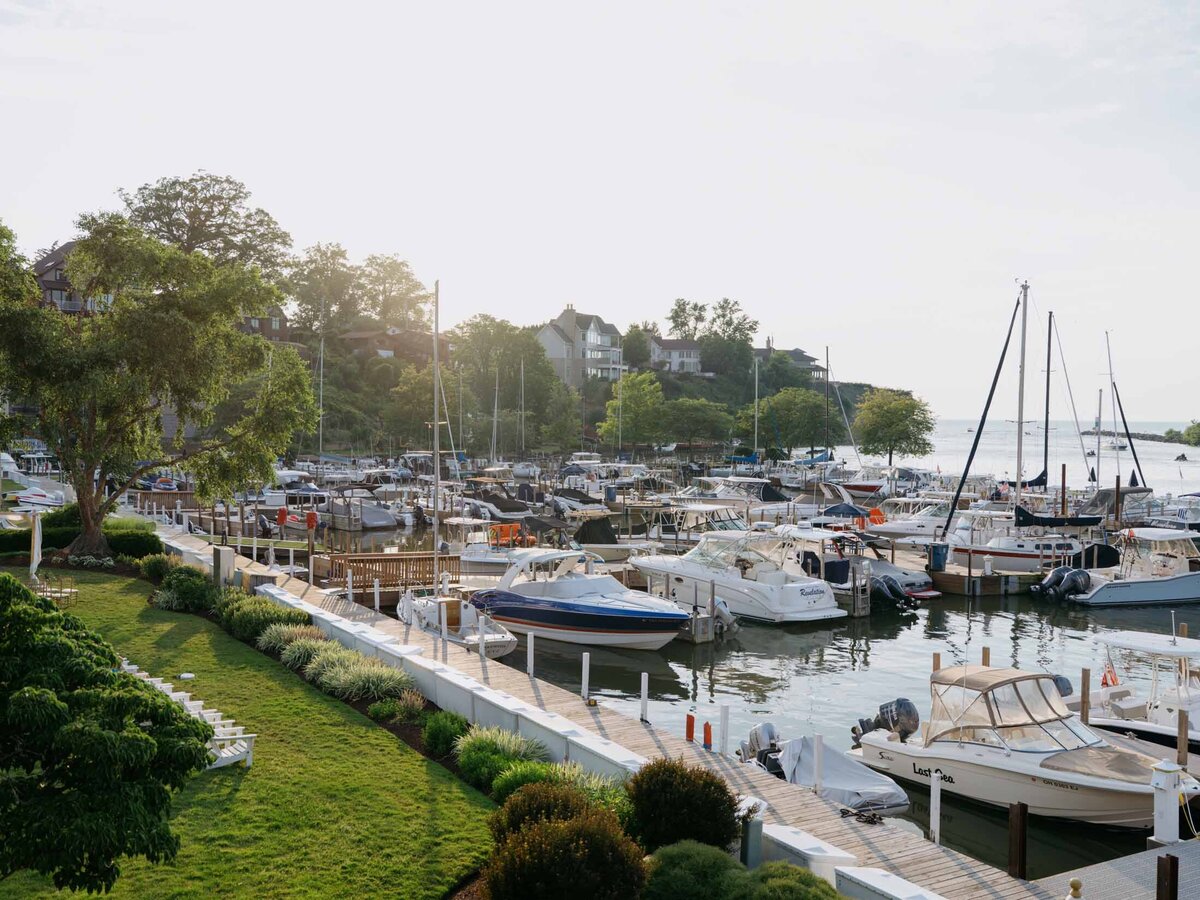 View of Cleveland Yachting Club boat docks