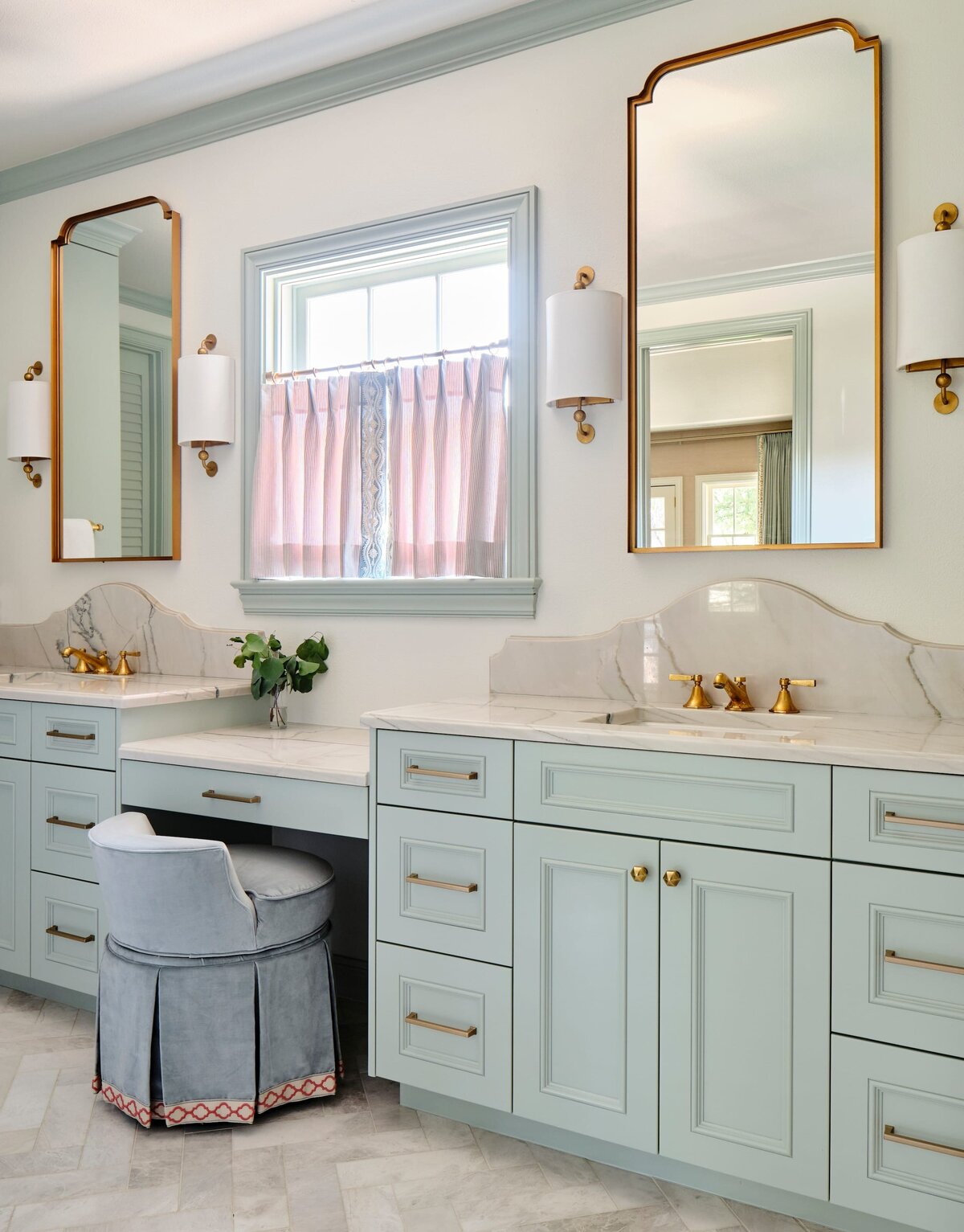 the keeping room interiors morningside bathroom double sinks and center vanity