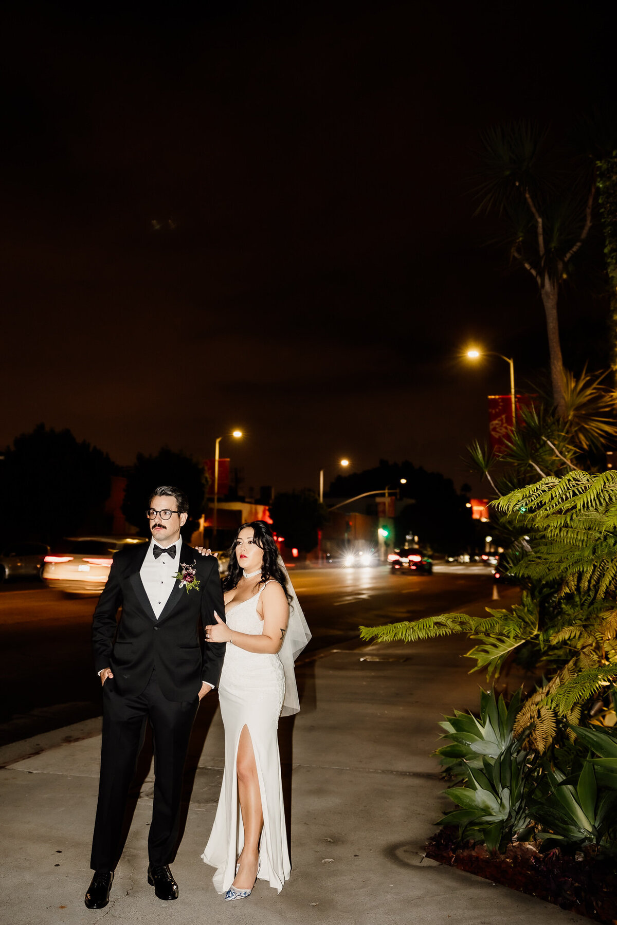Archer Inspired Photography - Christina and Jake Wedding - Smog Shoppe Los Angeles - Night Flash Couple Photos-135