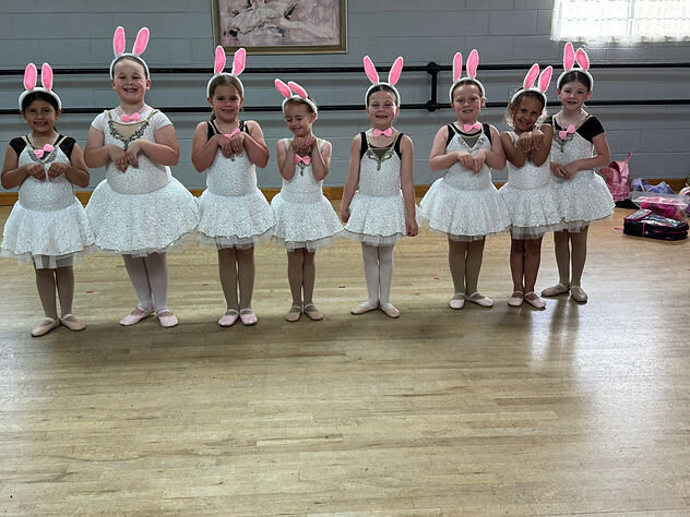 Of 1st graders with their bunny costumes on