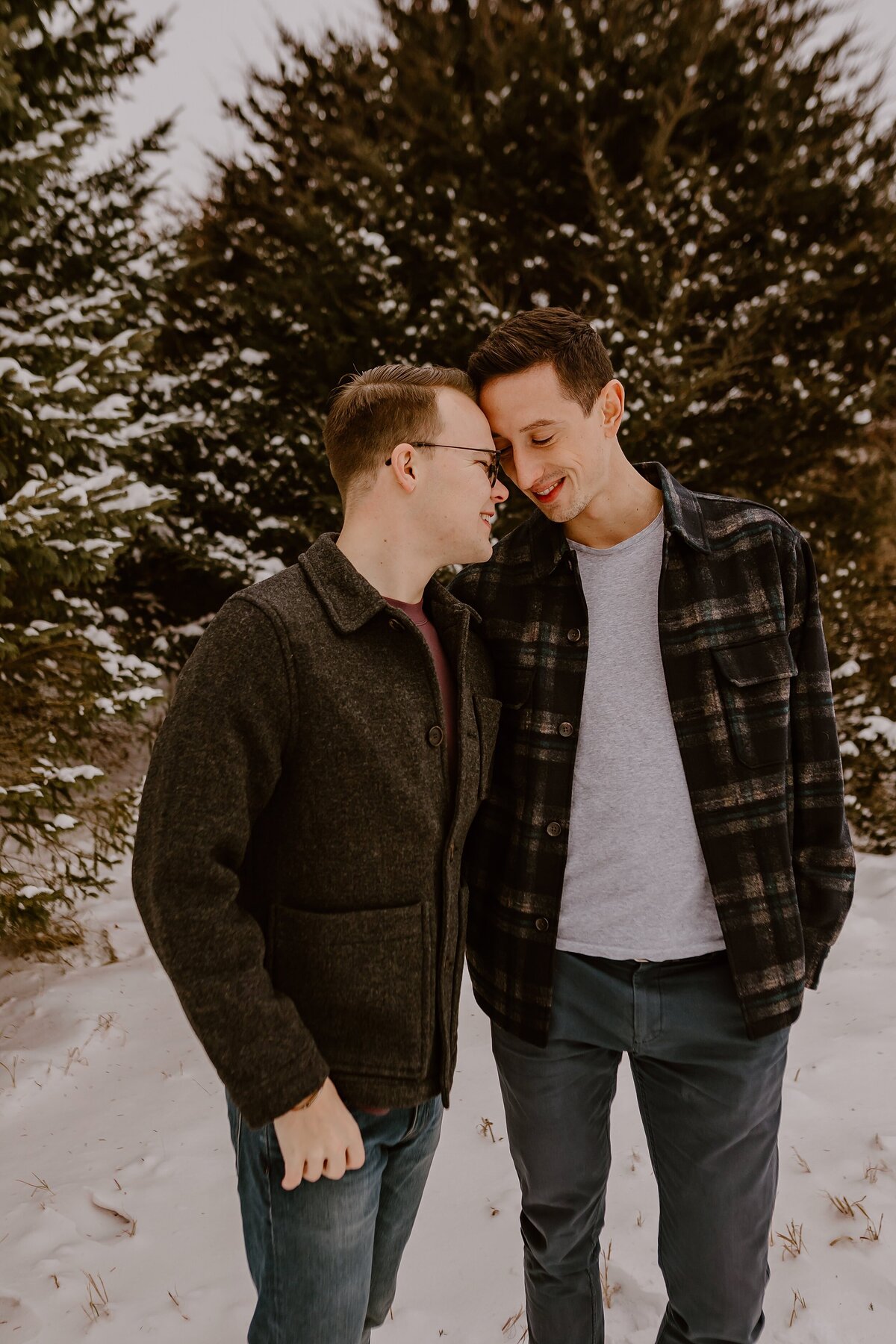 Winter-LGBTQ-Couple-Session-Forehead-Touch-Cambridge-iowa-Storyteller-Collective-Photo-Co