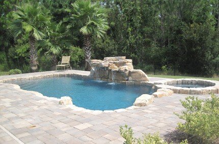 Custom pool and spa with water feature