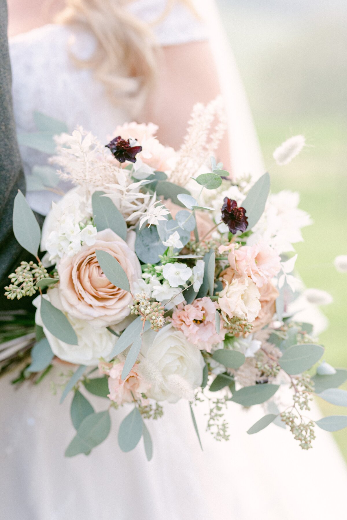 gorgeous bridal bouquet , blush pinks, eucalyptus and roses