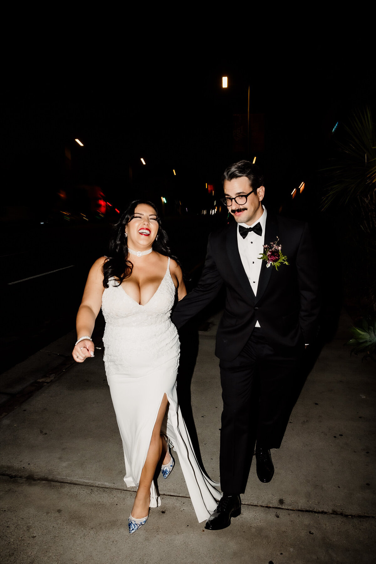 Archer Inspired Photography - Christina and Jake Wedding - Smog Shoppe Los Angeles - Night Flash Couple Photos-129