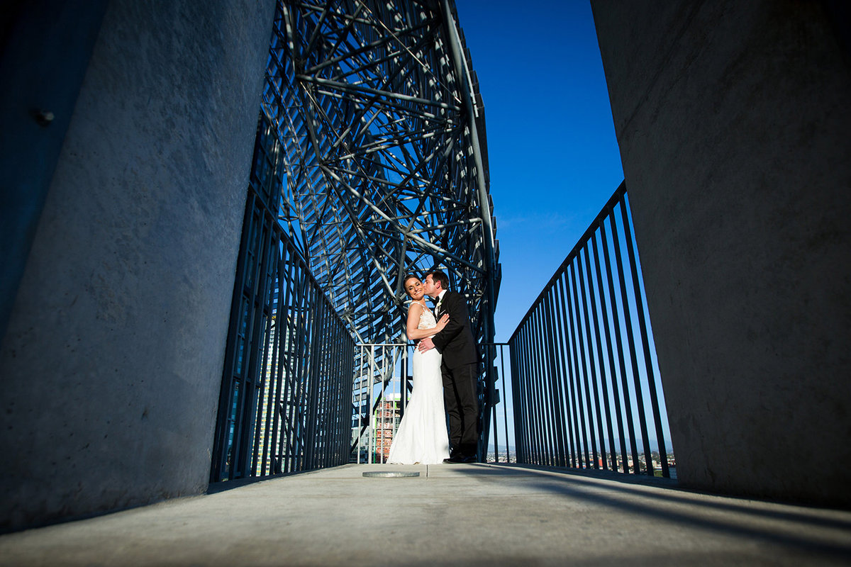 Salk Institute wedding photos dramatic lighting